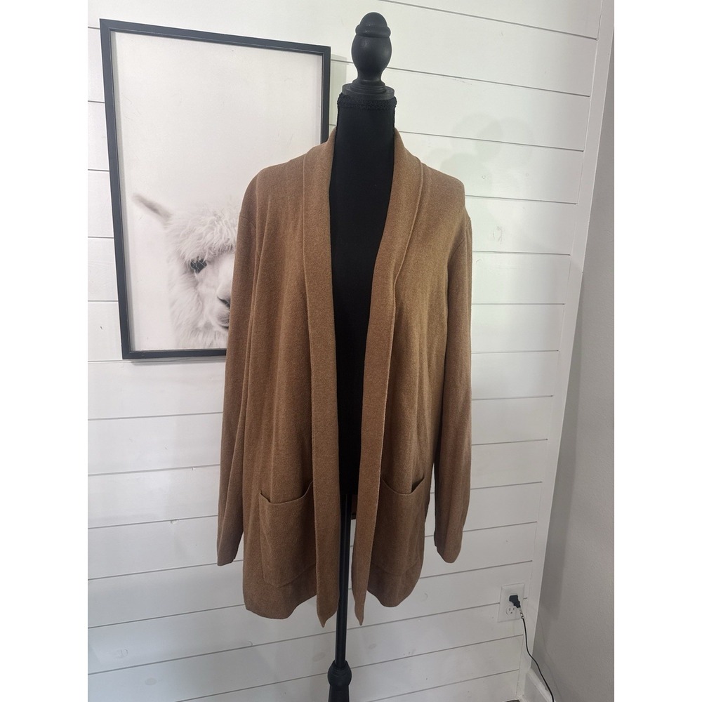 J.CREW Women's Long Sleeve Cardigan Sweater Knit, Size XL Camel